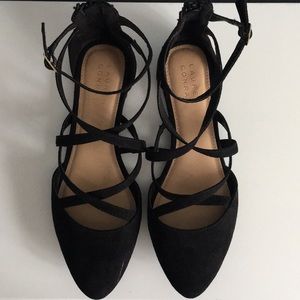 Lauren Conrad Black Strap Flats